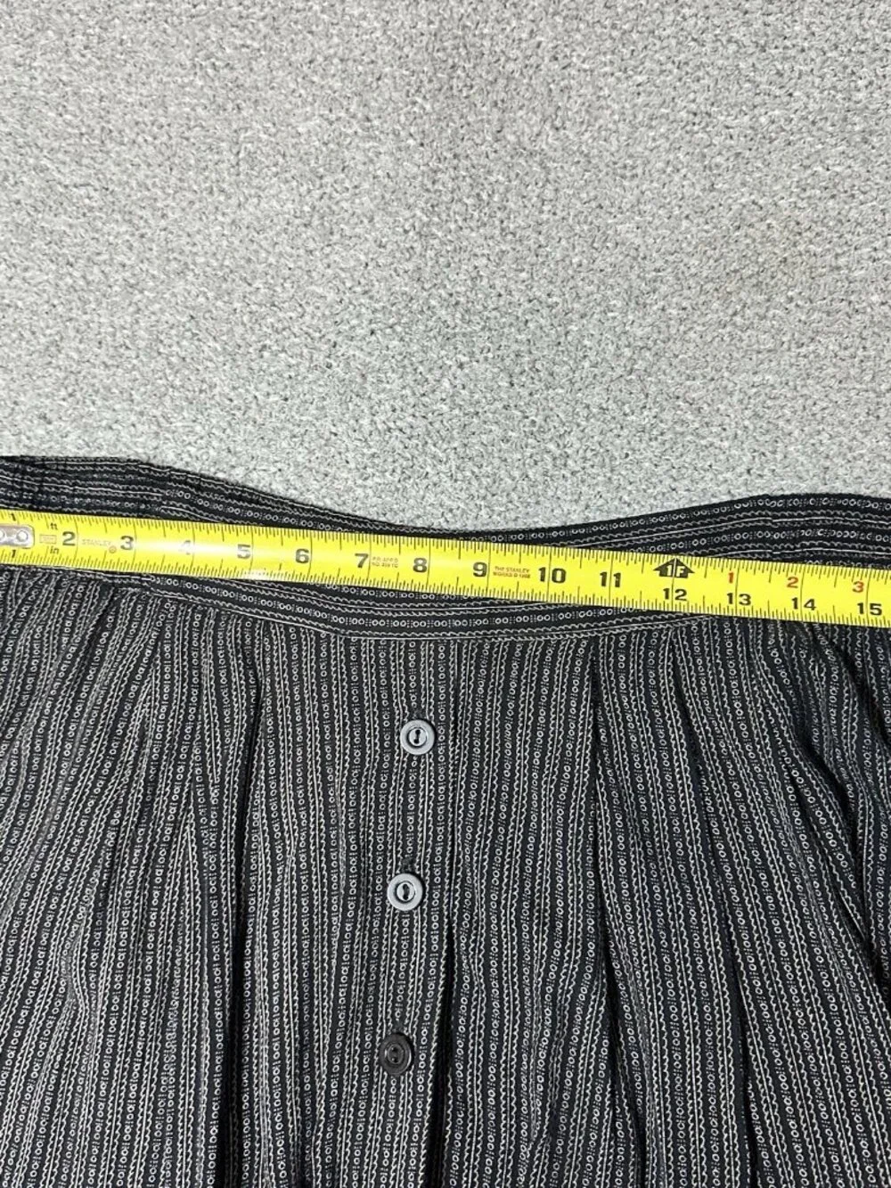 Norton McNaughton Skirt Women’s 12 Black Pleated Midi Geo Rayon Button Elastic